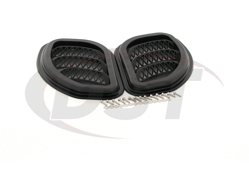 Black Right and Left KJ71048BK Pair Made in America fits 2007 to 2017 2/4WD Jeep JK Wrangler Hood Vents Daystar 